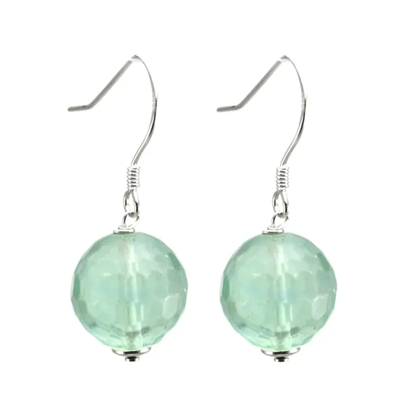 Boucles d'oreilles : fluorite & argent 925 12mm x 2pcs 