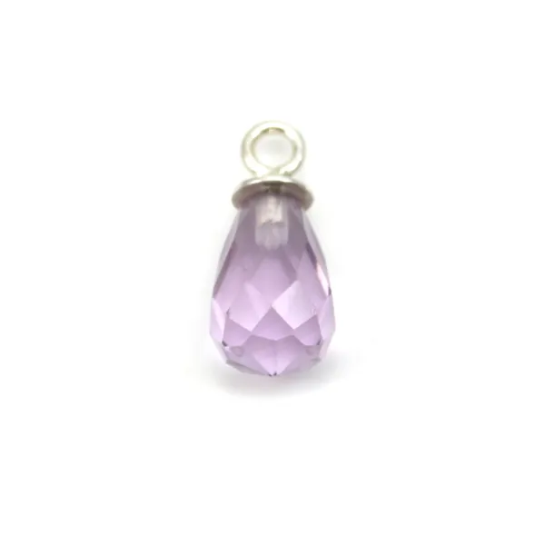 Cabochon en améthyste goutte facette  6x9mm x 1pc