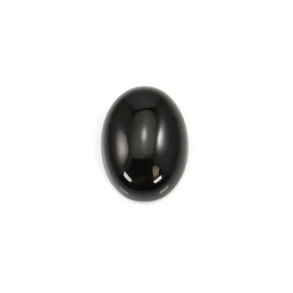 Cabochon agate noire ovale 12x16mm x 2pcs