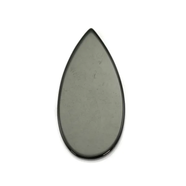 Agate noir goutte plat 15x30mm