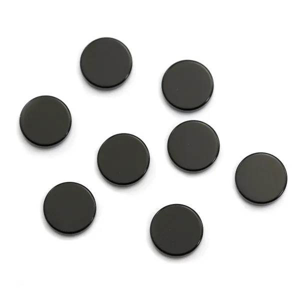 Cabochon de ágata preta, redondo plano 16mm x 1pc
