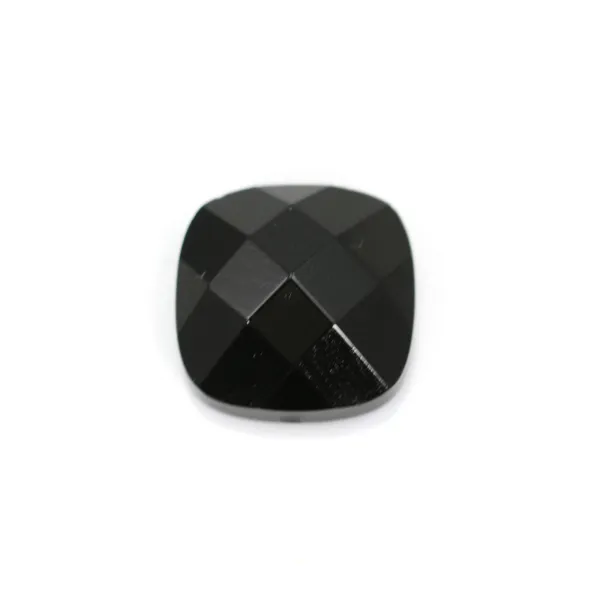 Cabochon agate noir  faceted square 14mm x 1pc