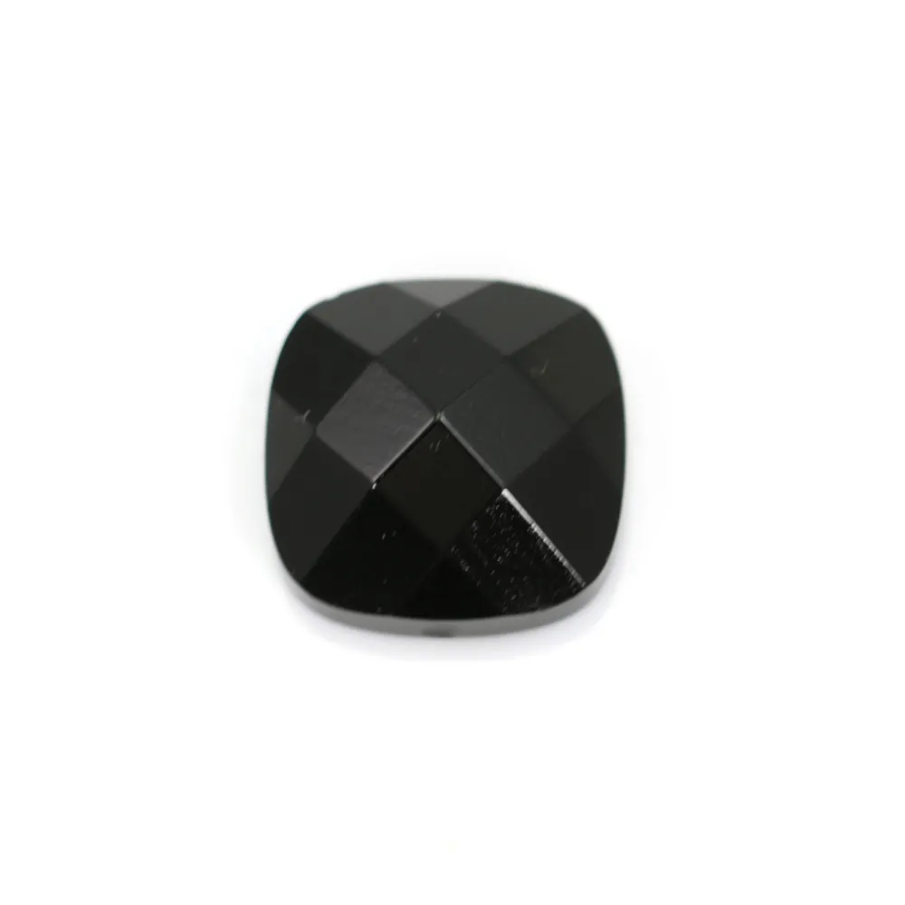 Cabochon agate noir carre facette  14mm x 1pc