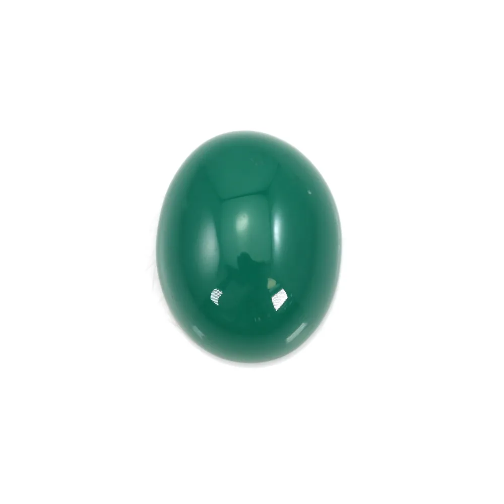 Cabochon green agate oval 5x7mm x 4pcs