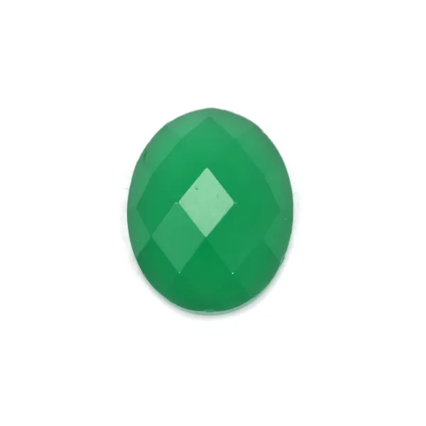 Cabochon agate vert ovale facette 7x9mm x 1pc