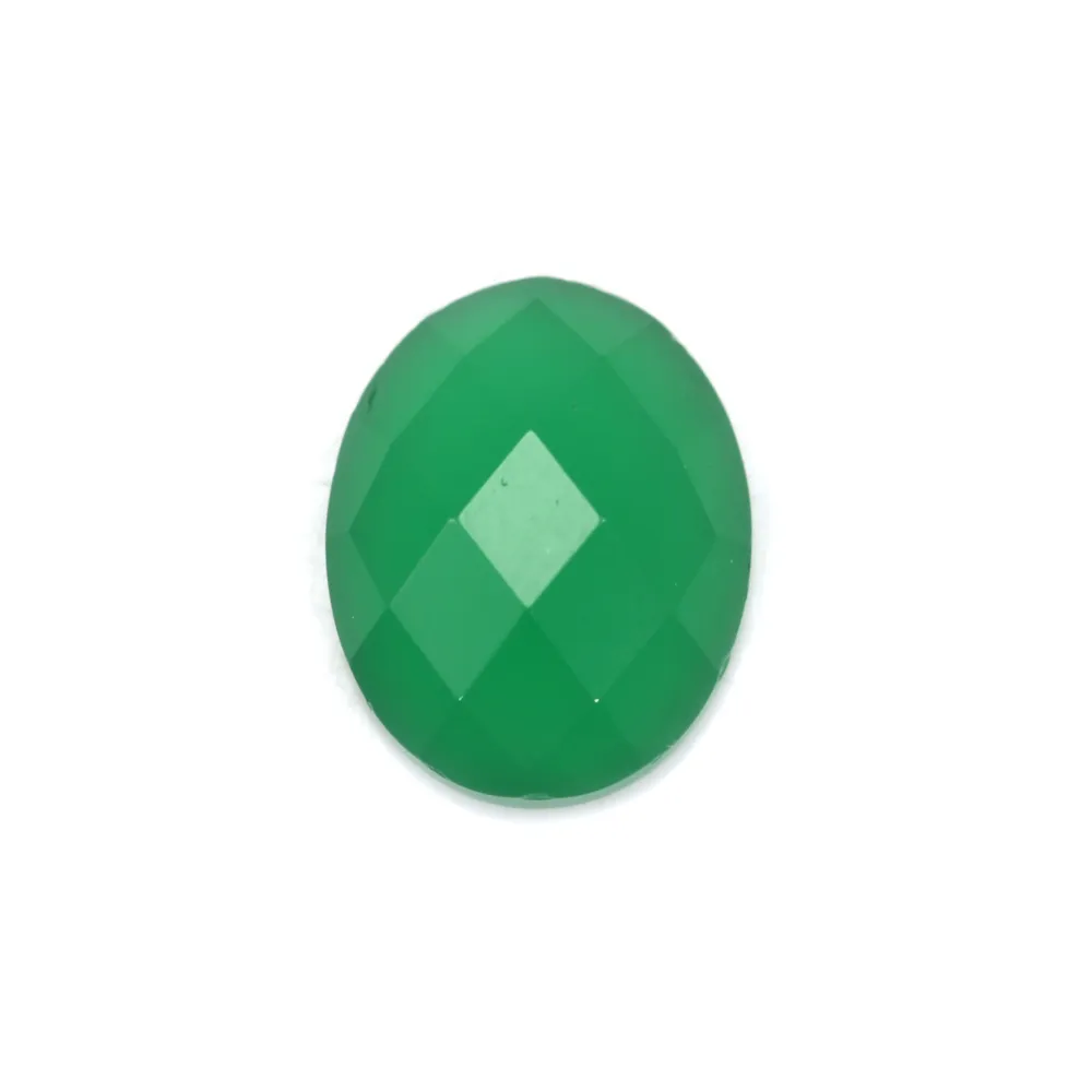 Cabochon agate vert ovale facette 7x9mm x 1pc