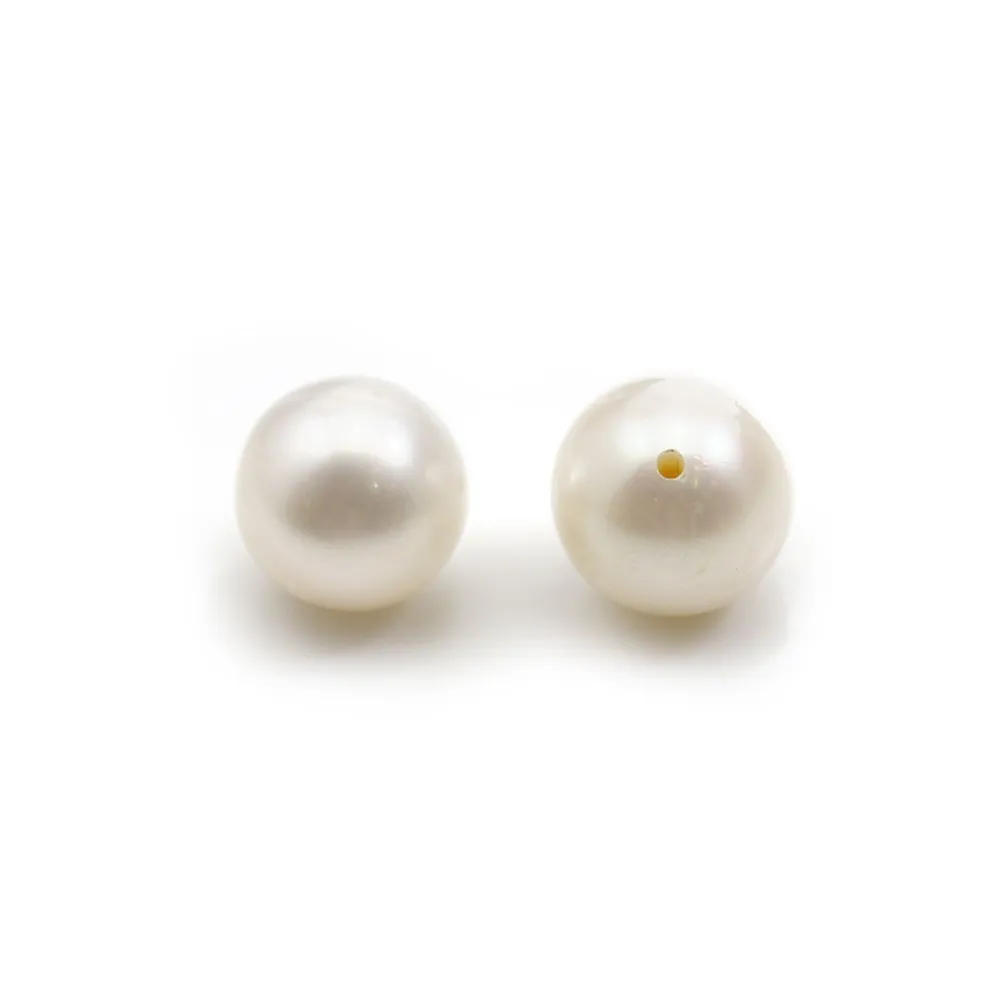 Perle de culture d'eau douce, semi-percée, blanche, ronde, 7.5-8mm x 1pc