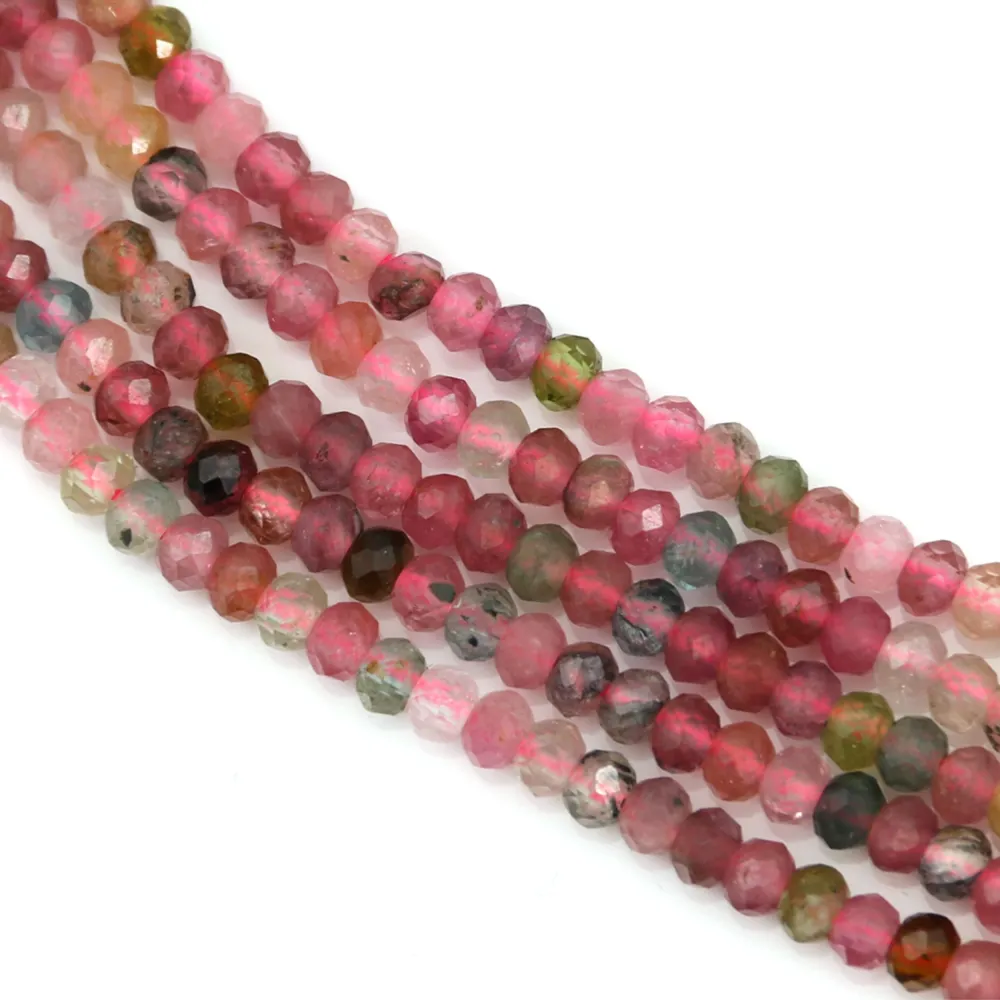 Tourmaline Rondelle Facette  2x3mm x 40cm
