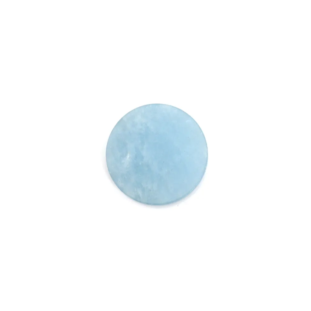 Cabochon d'aigue marine, de forme ronde plat , 10mm x 1pc