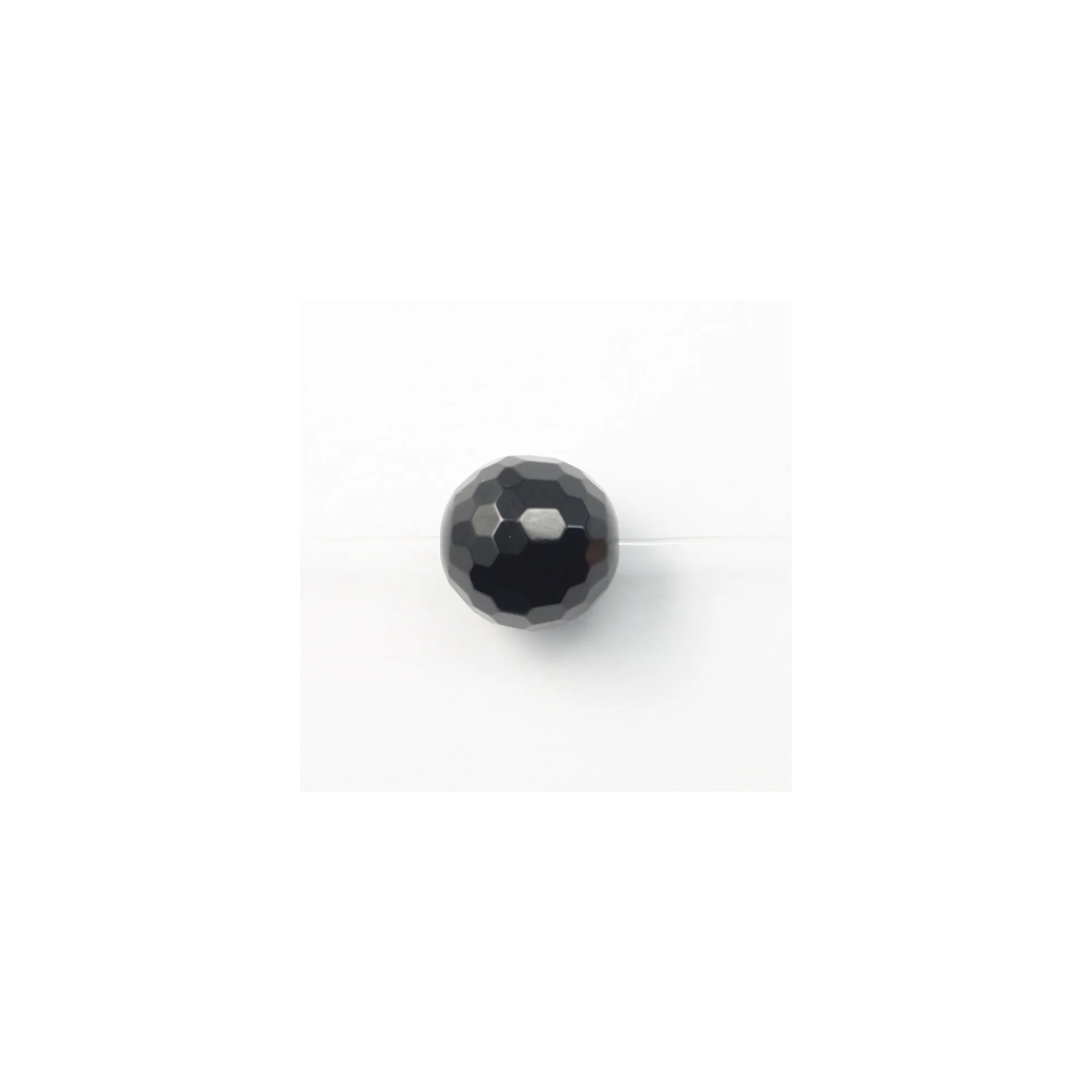 Collier Perles 'Diamant Noir' - Pierre Précieuse Ronde 3mm - Argent 925 - Longueur 45,7cm
