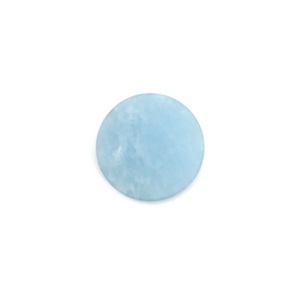 Cabochon d'aigue marine, de forme ronde plat , 12mm x 1pc