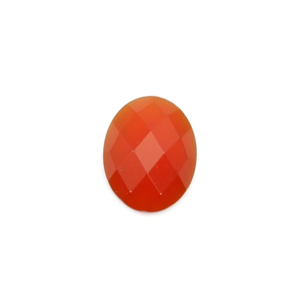 Cabochon carnelian faceted round 8mm x 1pc