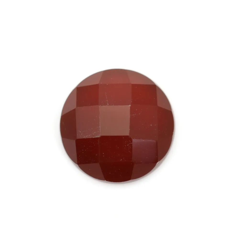 Cabochon cornaline ronde facette 8mm x 1pc