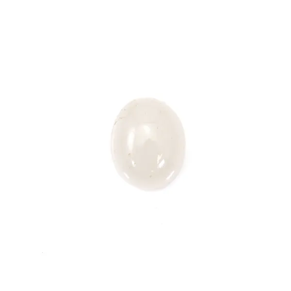 Cabochon white jade oval 6x8mm x 4pcs