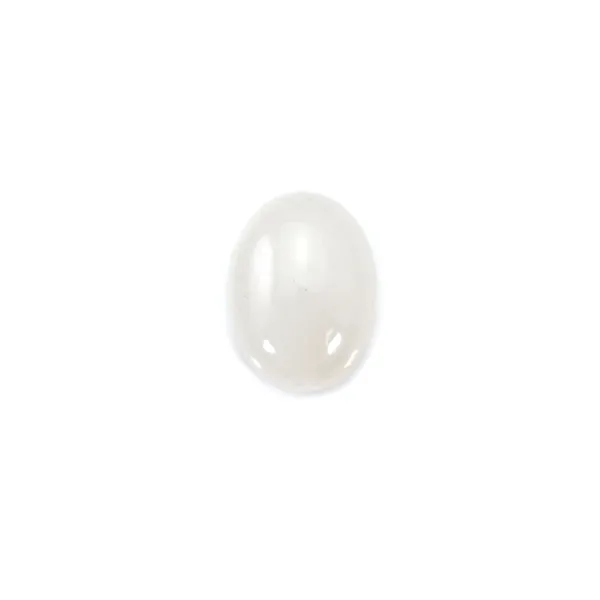 Cabochon white jade oval 8x10mm x 4pcs