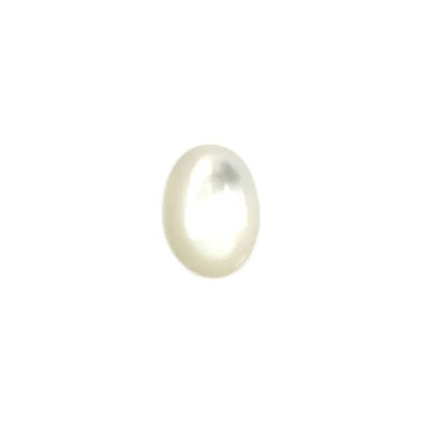 Oval cabochon 8x10mm White Mother-of-Pearl x1pc