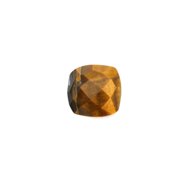 Cabochon en oeil de tigre carré facette 10mm x 1pc