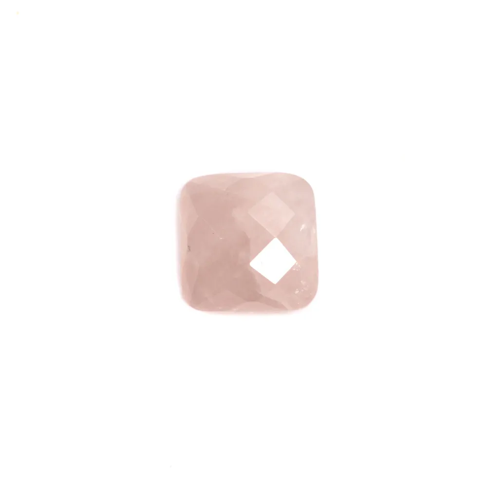 Cabochon quartz rose carre facette 10mm x 1pc