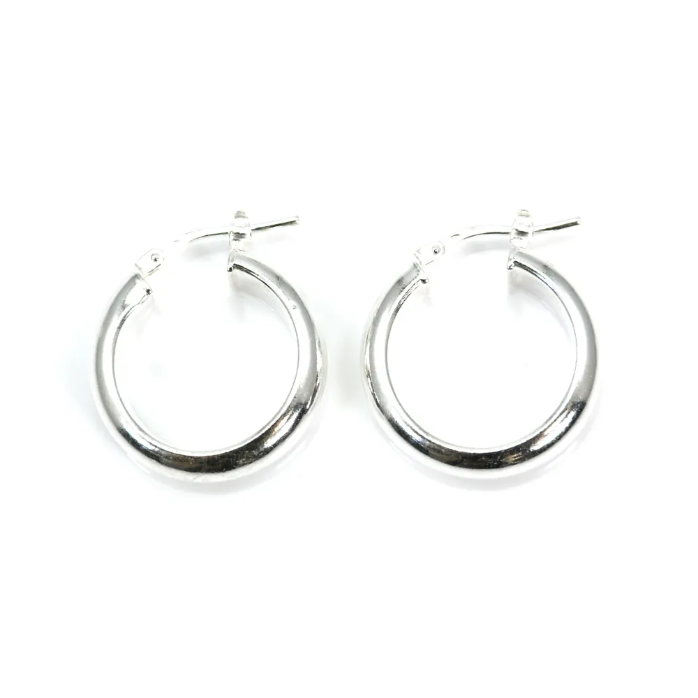 Créole large demi-ronde 15mm Argent 925 traité anti-ternissement  x 2pcs