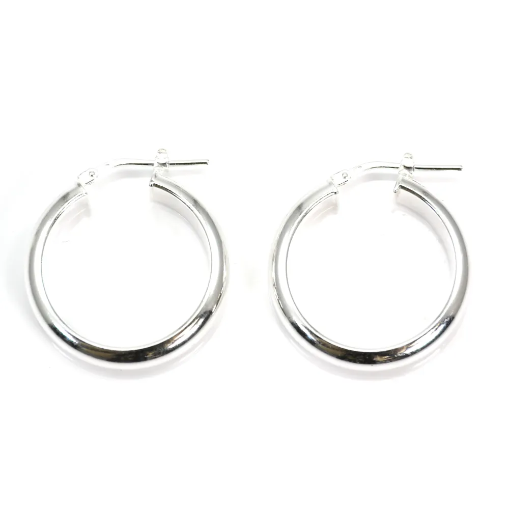Créole large demi-ronde 25mm Argent 925  traité anti-ternissement x 2pcs