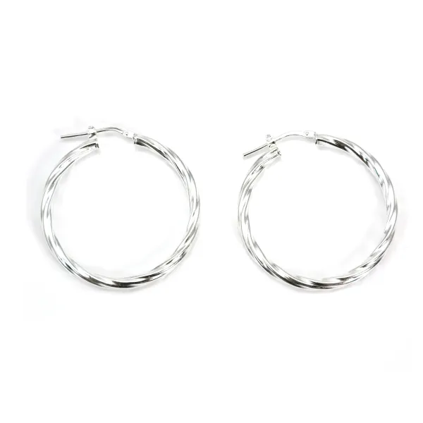 Creole gedreht 35mm Silber 925 x 2pcs