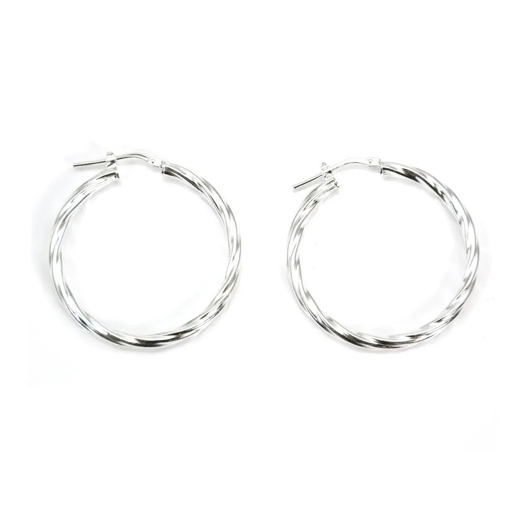 Creolo torcido 35mm Prata 925 x 2pcs