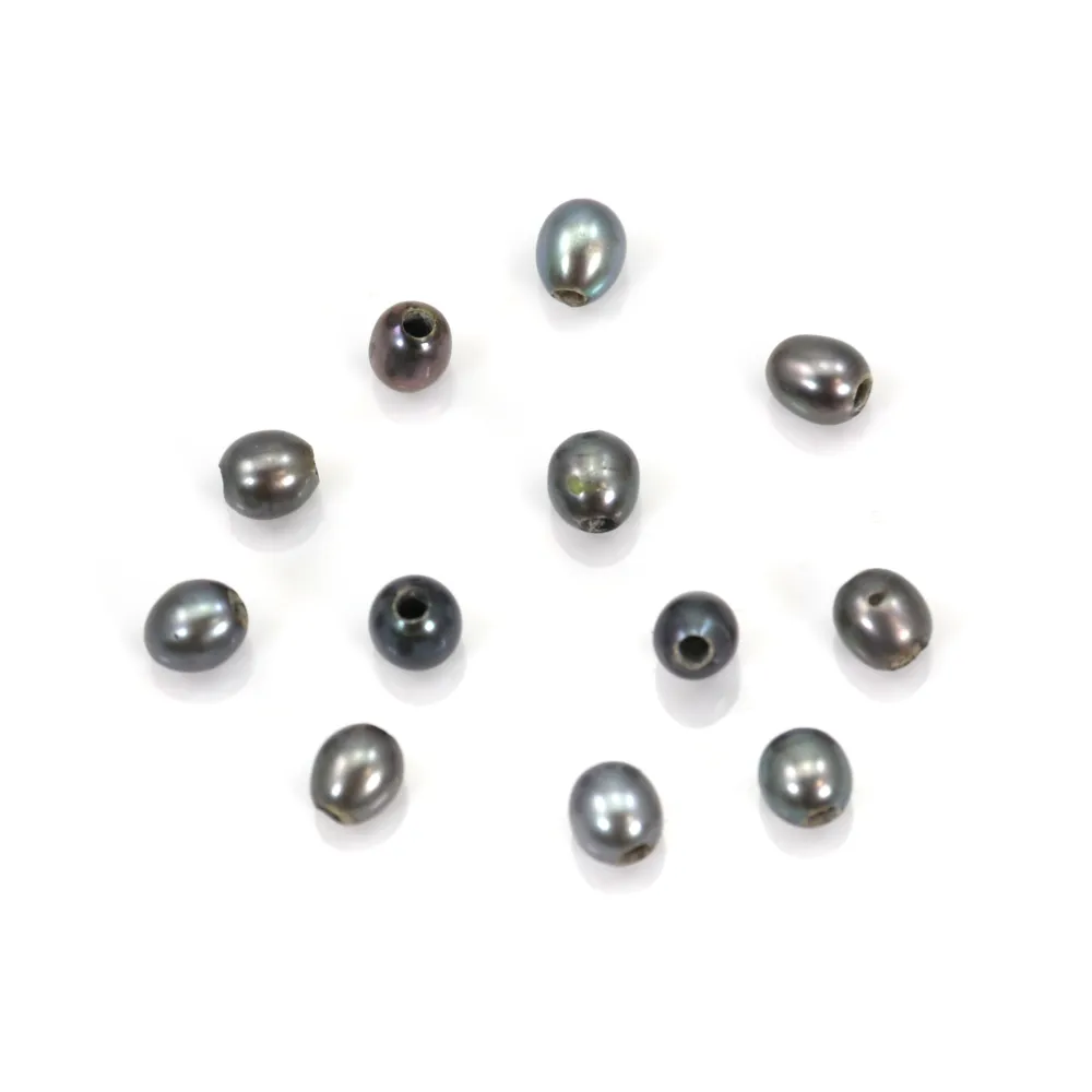 Pérola cultivada de água doce, cinza escuro, azeitona, 4-4,5mm x 2pcs