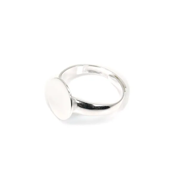 Monture de bague réglable support rond de 12mm en argent 925 x 1pc