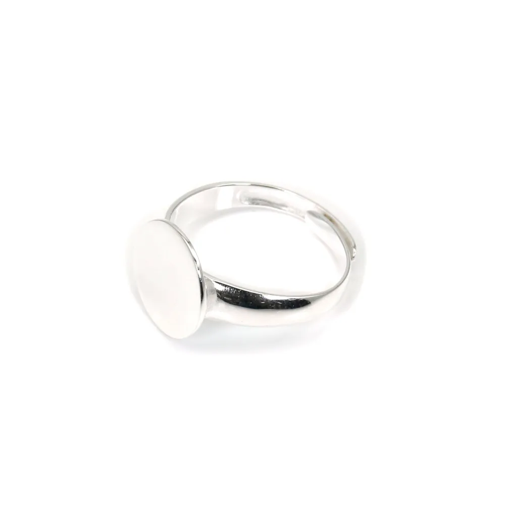 Monture de bague réglable support rond de 12mm en argent 925 x 1pc