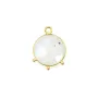 Pendentif pierre traitée couleur saphir rond facetté serti argent 925 doré à l'or fin 13mm x 1pc