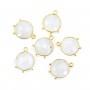 Pendentif pierre traitée couleur saphir rond facetté serti argent 925 doré à l'or fin 13mm x 1pc