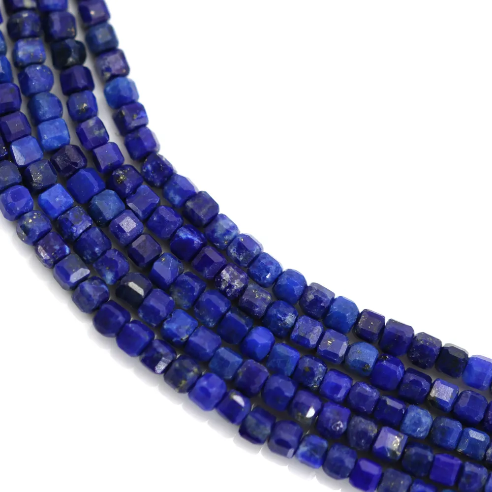 Lapis-Lazuli faceted cube 2mm x 40cm