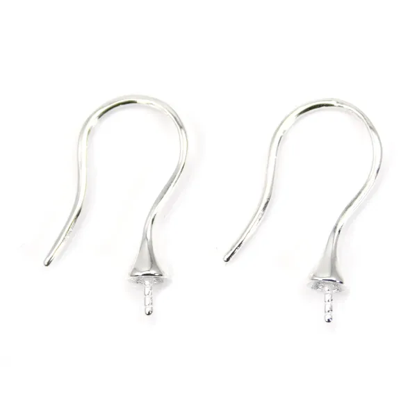 Ganchos auriculares em prata 925 para semi-perfuração 22mm x 2pcs