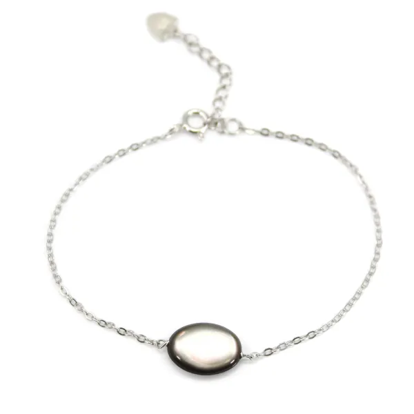 Bracelet argent 925 nacre rose fleur