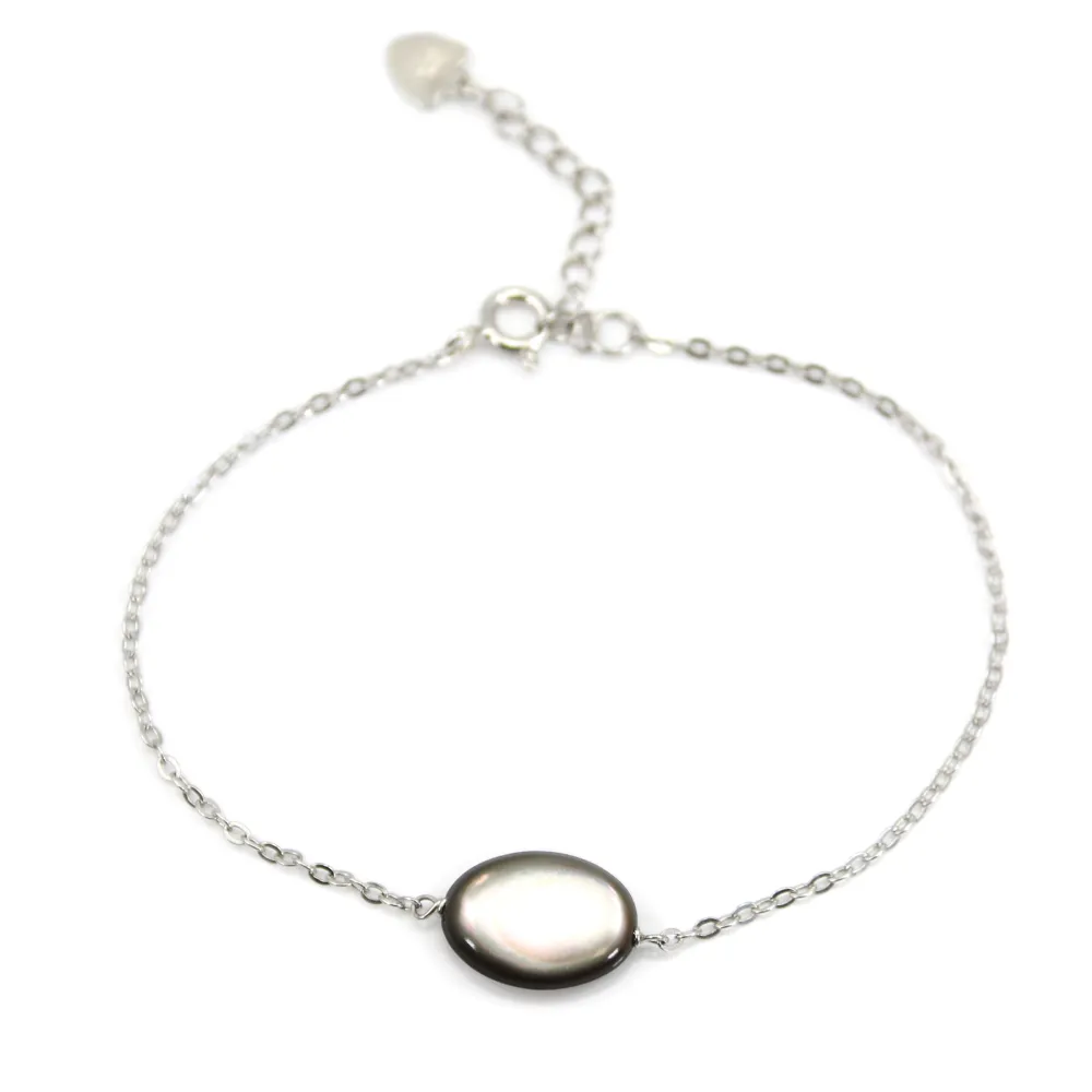 Bracelet argent 925 nacre rose fleur