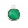 Agate verte en coussin facetté sertie sur argent 9mm x 1pc