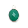 Agate verte ovale facettée sertie sur argent 9x11mm x 1pc