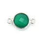 Agate verte ronde facettée 2 anneaux sertie sur argent 9mm x 1pc