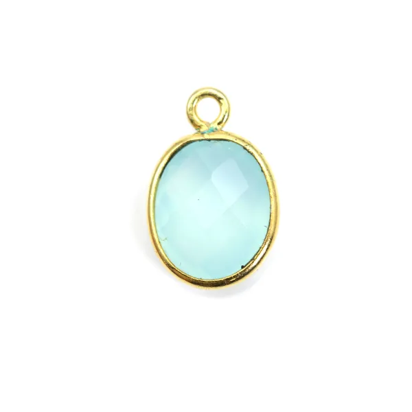 Faceted oval chalcedony set in gold-plated silver 11x13mm x 1pc