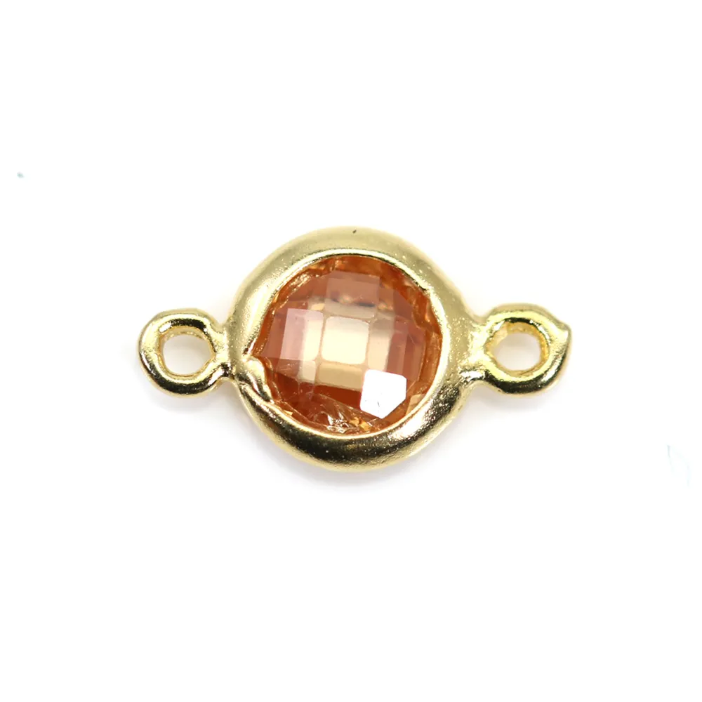 Intercalaire argent 925 doré à l'or fin et zirconium citrine 5x9mm x 1pc