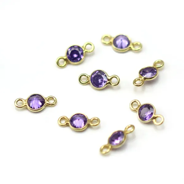 925 sterling silver oval spacer set with a blue cz 9.5x17.5mm x 1pc