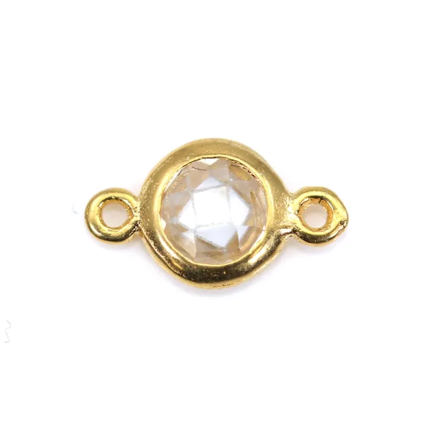 Intercalaire argent 925 doré à l'or fin et zirconium crystal 5x9mm x 1pc