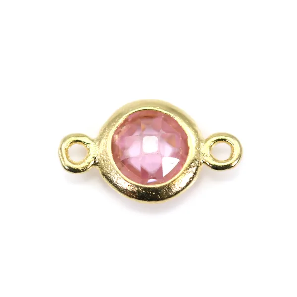 Intercalaire argent 925 doré et zirconium quartz rose 5x9mm x 1pc