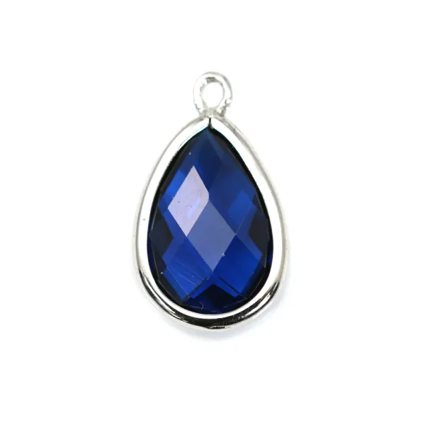 Spacer sterling silver 925 and  zirconium sapphire drop 9.5x15.5mm x 1pc