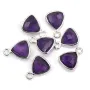 Faceted Amethyst triangle charm set in 925 silver 9x13mm x 1pc
