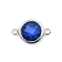 Intercalaire argent 925 et zirconium saphir rond 9.5x14.5mm x 1pc