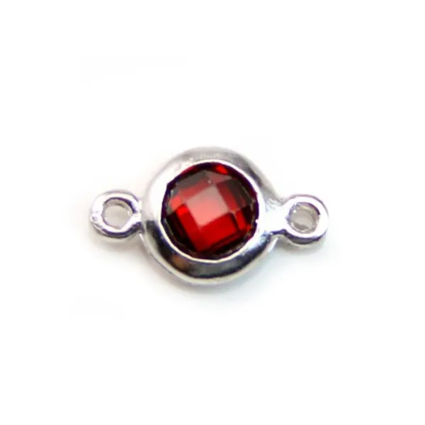 Spacer sterling silver 925 and  zirconium grenat 5x9mm x 1pc