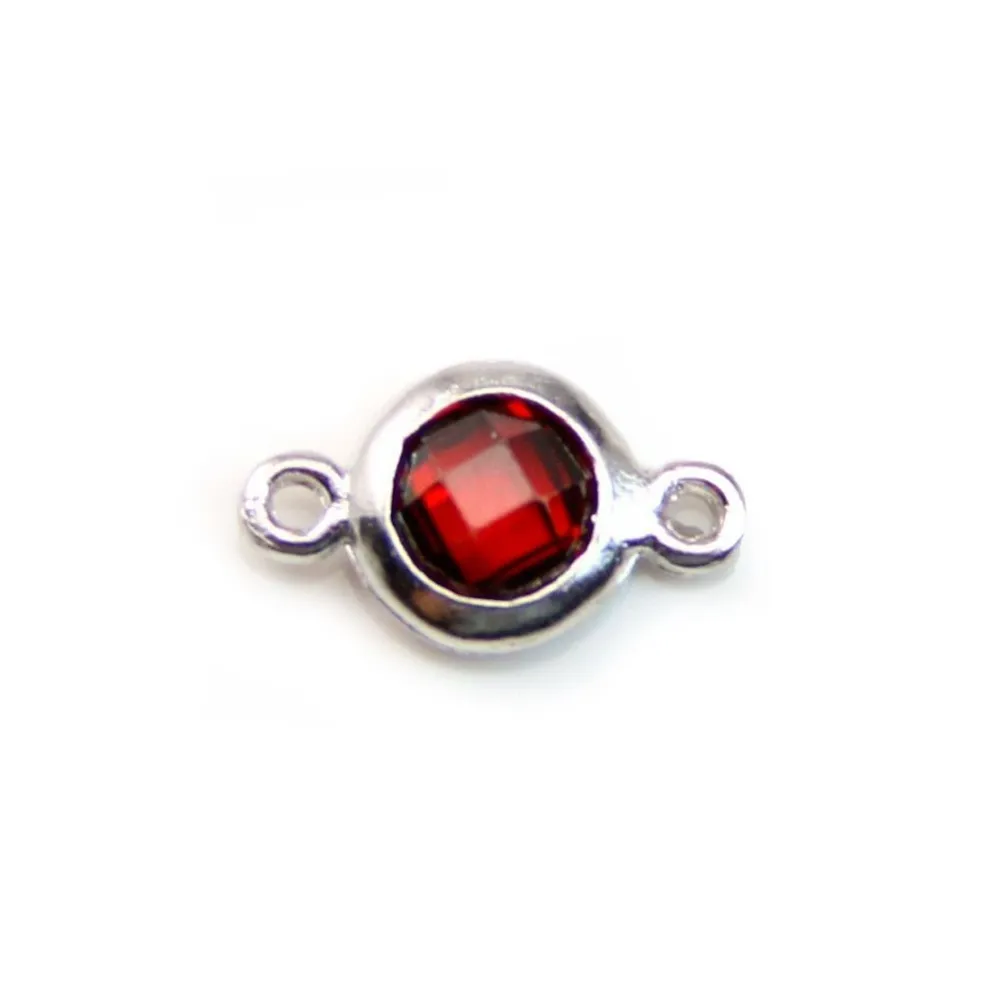 Spacer sterling silver 925 and  zirconium grenat 5x9mm x 1pc