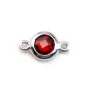 Spacer sterling silver 925 and  zirconium grenat 5x9mm x 1pc