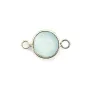Calcédoine ronde facettée sertie sur argent 2 anneaux 9mm x 1pc